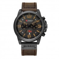 CURREN 8314 Male Calendar Watch Casual Leather Strap Quartz Wristwatch