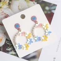 Flower pearl earrings Ring earrings Letter earrings for women