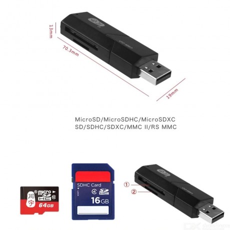 Kawau C295 USB 2.0 Micro Card Reader With SD Slot Supports Up To 128GB